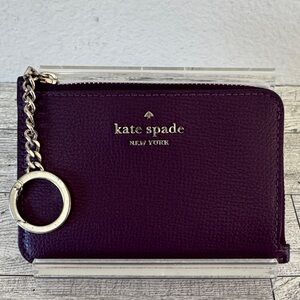 Kate Spade Darcy Medium L Zip Purple Leather Card Holder
